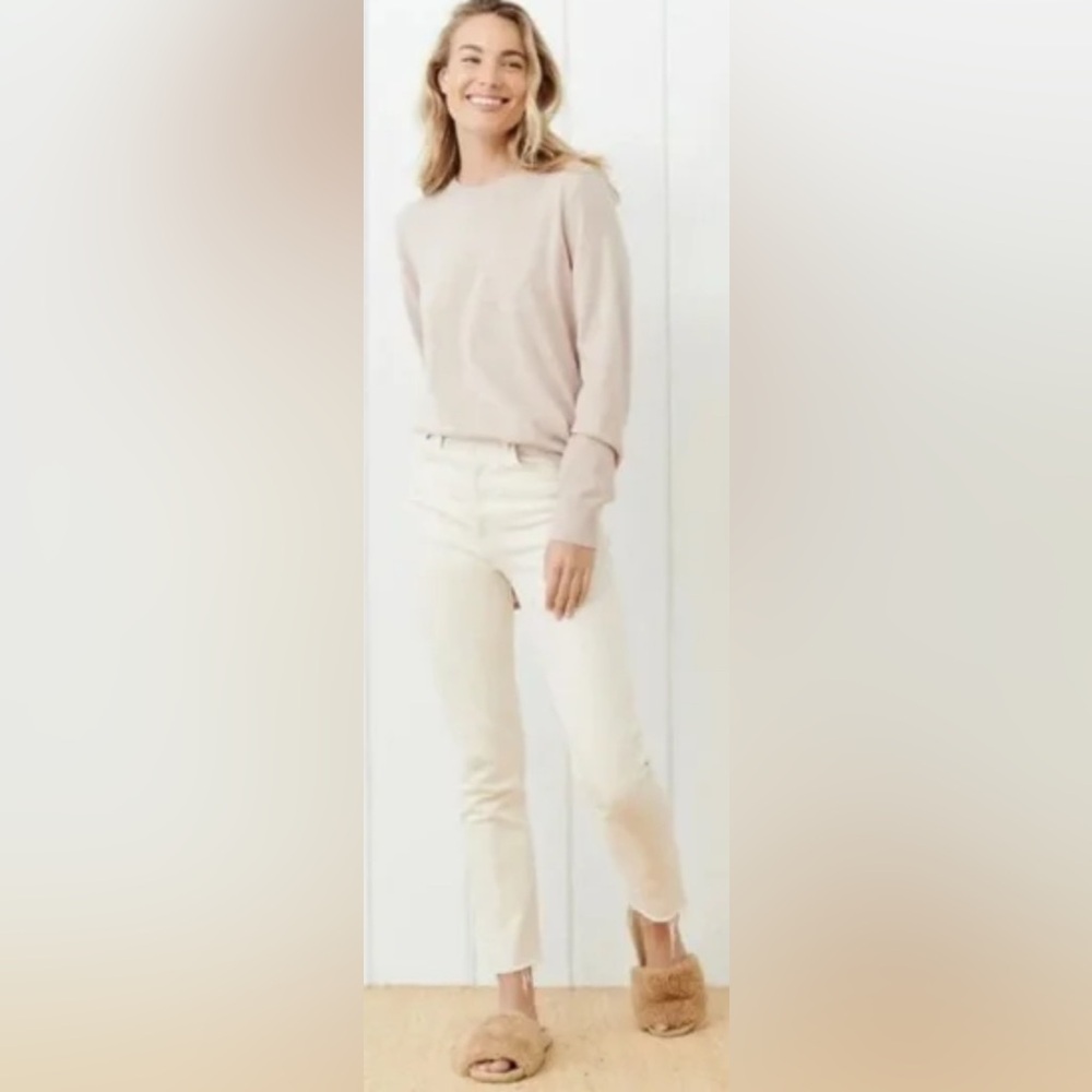 Jenni Kanye Crosby Merino Wool Crewneck Sweater Blush Pink Size XL